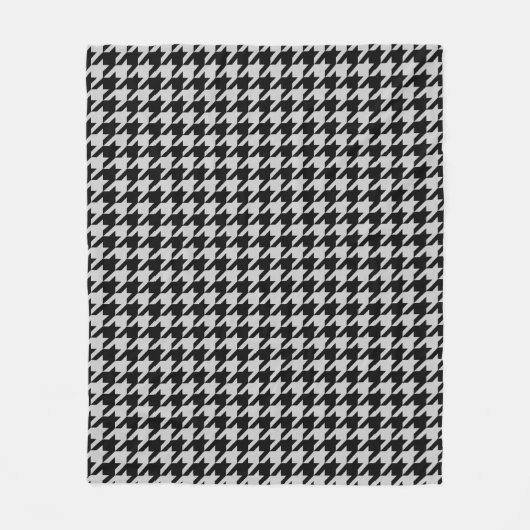 Ash Grey Black Houndstooth Check Fleece Deken (Voorkant)