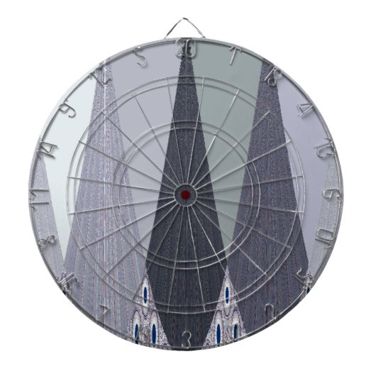 Ash Grey Chevron Stippen Art Print Dartbord (Voorkant)