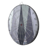 Ash Grey Chevron Stippen Art Print Dartbord (Voorkant Rechts)