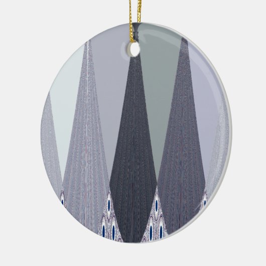Ash Grey Chevron Stippen Art Print Keramisch Ornament (Links)