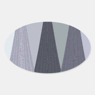 Ash Grey Chevron Stippen Art Print Ovale Sticker