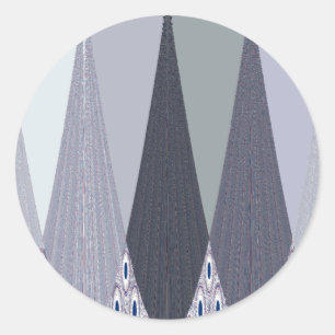 Ash Grey Chevron Stippen Art Print Ronde Sticker