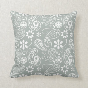 Ash Grey; Grey Paisley Kussen