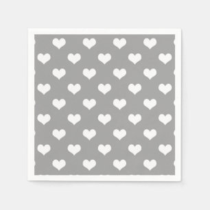 Ash Grey Love Heart Pattern Design Servet