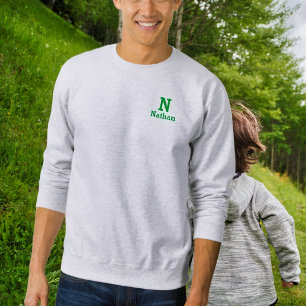 Ash grijs en groen gepersonaliseerd sweatshirt