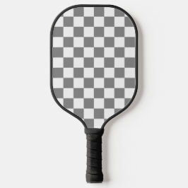Ash grijs wit geruit controlepatroon pickleball paddle