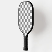 Ash grijs wit geruit controlepatroon pickleball paddle (Links)