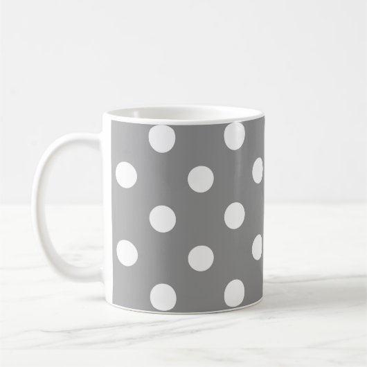 Ash Grijs Wit Polka Dots Design Koffiemok (Links)