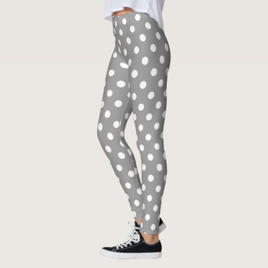 Ash Grijs Wit Polka Dots Design Leggings (Links)