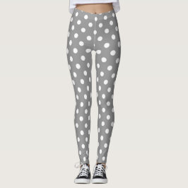 Ash Grijs Wit Polka Dots Design Leggings