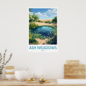 Ash Meadows Affiche de voyage vintage Ski National (Cuisine)