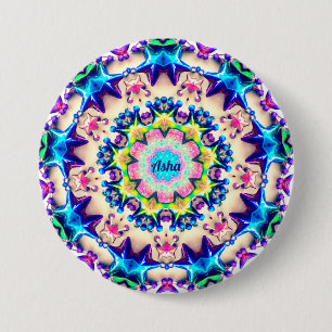 ASHA ~ Birthday Star Pattern, aangepast ~ Ronde Button 7,6 Cm