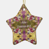 ASHA ~ Gold Kerstster Fractal ~ Keramisch Ornament (Links)