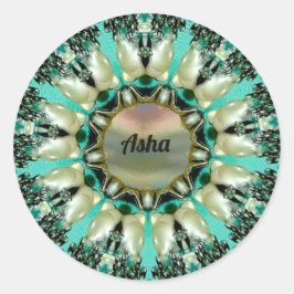 ASHA ~ Helder Abstract patroon ~ Gepersonaliseerd Ronde Sticker