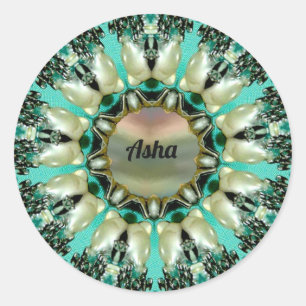 ASHA ~ Helder Abstract patroon ~ Gepersonaliseerd Ronde Sticker