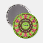 ASHA ~ Lime Green Pink Paars Design ~ Magneet (Voorkant / Achterkant)