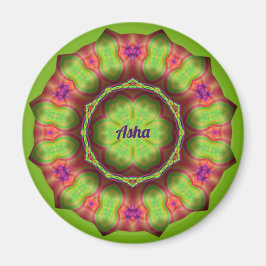 ASHA ~ Lime Green Pink Paars Design ~ Magneet