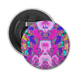 ASHA ~ veelkleurig ~ 3D fractaal Button Flesopener