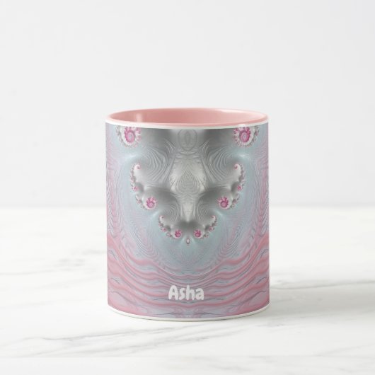 ASHA ~ Zany 3D Fractal ~ Pink and White Mok (Midden)