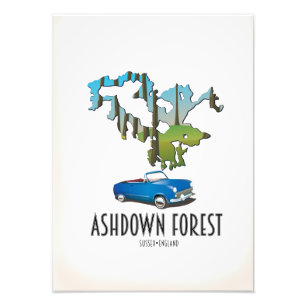 ashdown forest sussex kaart reisposter kaart foto afdruk