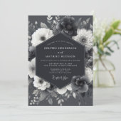 Ashen Gothic Flora Wedding Kaart (Staand voorkant)