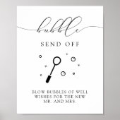 ASHER Calligraphy Bubble Send Off Weduwen Sign Poster (Voorkant)