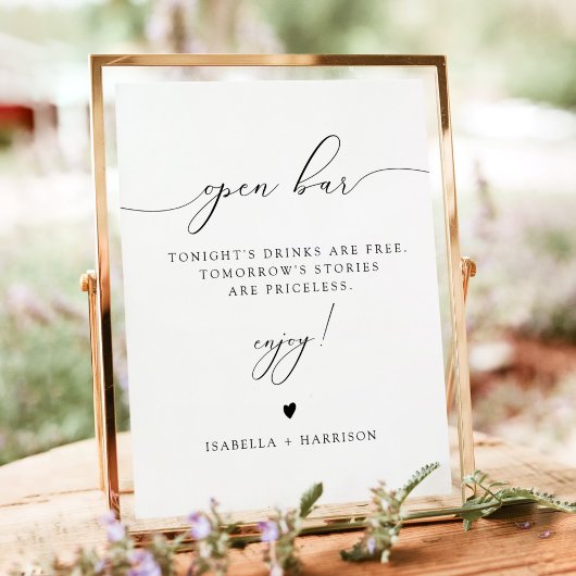 ASHER Elegance Calligraphie Open Bar Poster de boi