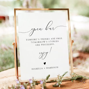 ASHER Elegance Calligraphie Open Bar Poster de boi