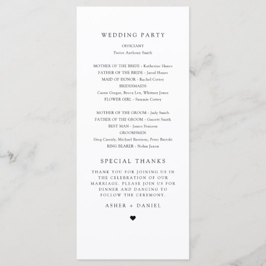 ASHER Elegant Calligraphy Script Wedding Programme (Dos)