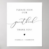 ASHER Elegant Calligraphy Wedding Guestbook Sign Poster (Voorkant)