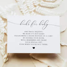 ASHER Elegante Script Boeken voor Baby Shower Kaar