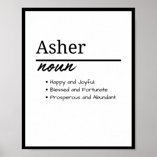 Asher, jongen gepersonaliseerde naam definitie poster (Voorkant)