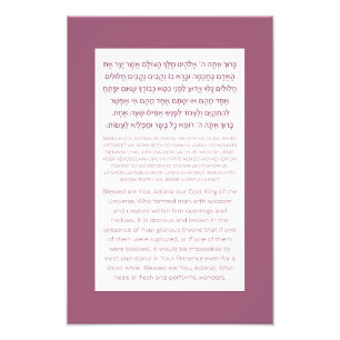 Asher Yatzar Hebrew Blessing Dusty Pink Foto Afdruk