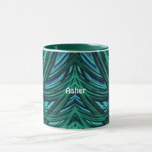 ASHER ~ Zany 3D Fractal ~ Blue en Green Mok