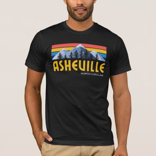 Asheville Mountains Retro  T-Shirt (Voorkant)