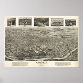 Asheville N. Carolina 1912 Antiek Panoramic Map Poster (Voorkant)