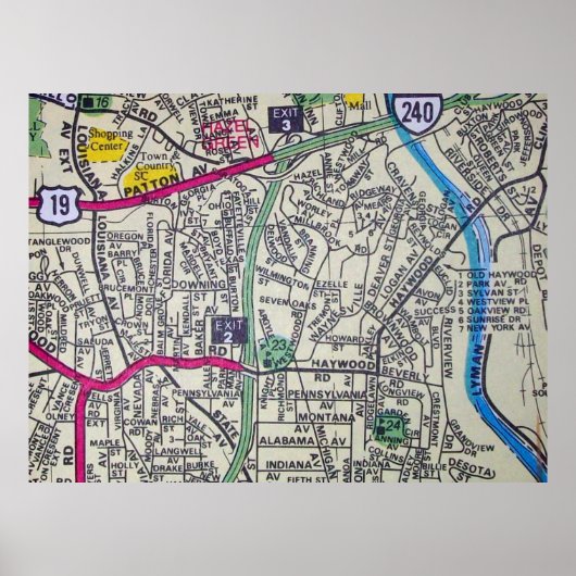 Asheville, NC  Map Poster (Voorkant)