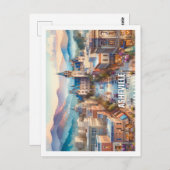 Asheville North Carolina Beroemde Plaats waterverf Briefkaart (Voorkant / Achterkant)