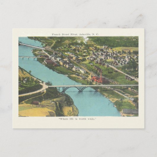  Asheville North Carolina Franse Broad River Briefkaart (Voorkant)