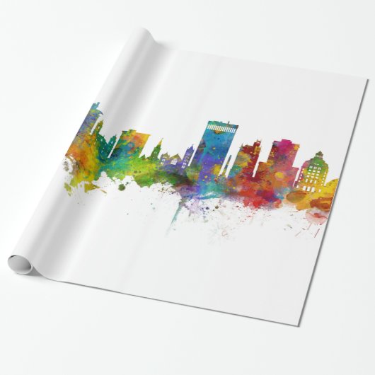 Asheville North Carolina Skyline Cadeaupapier (Uitgerold)