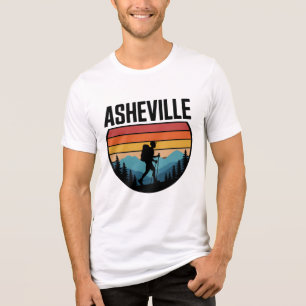 Asheville Wandelen Silhouette Retro Zonsondergang Tri-Blend Shirt