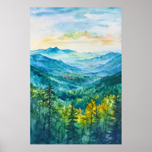 Asheville Watercolor Aquarel Reis Reizen Vintage Poster