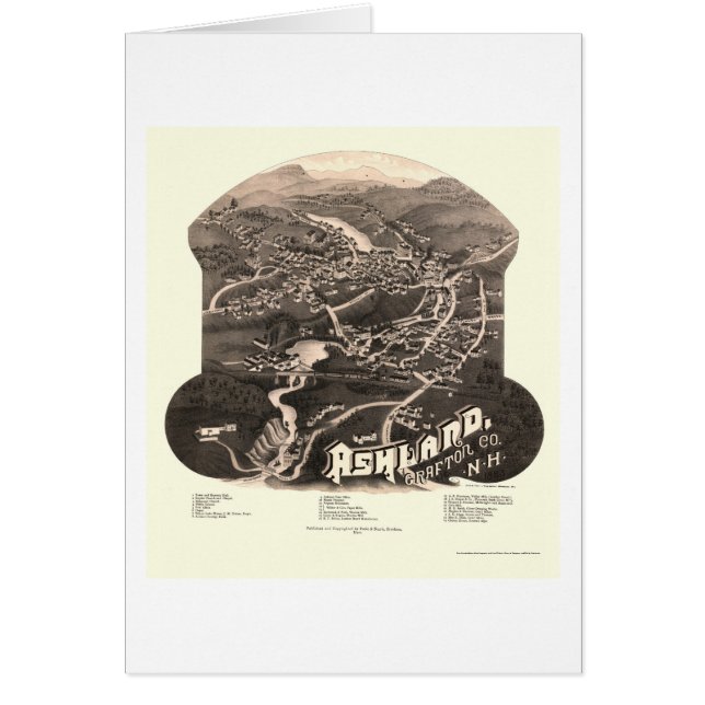 Ashland, carte panoramique de NH - 1886 (Devant)