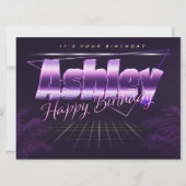 Ashley Name Vorname lila retro Karte Geburtstag Kaart (Voorkant)