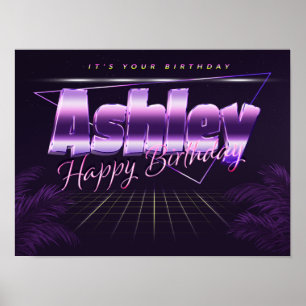 Ashley Name Vorname retro Poster Geburtstag