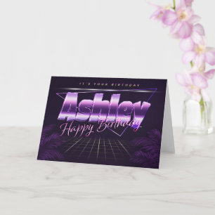 Ashley prénom carte rétro lilas anniversaire