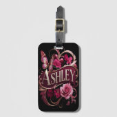 Ashley's Floral Heart Bagagelabel (Voorkant (verticaal))