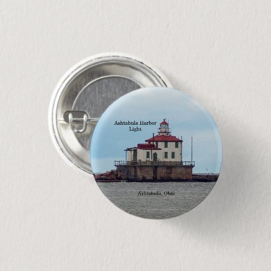 Ashtabula Harbour Light-toets Ronde Button 3,2 Cm (Voorkant /achterkant)