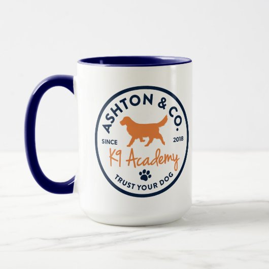 Ashton & Co. K9 Academy 15 oz. 2c. Navy Circle Mok (Links)