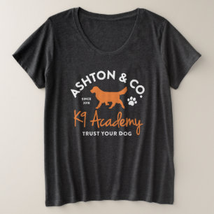 Ashton & Co. K9 Academy 2c. Logo Dames Donker Grote Maat T-shirt